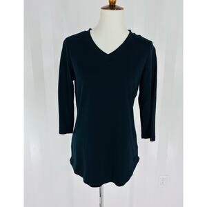 ISAAC MIZRAHI Women’s Black V Neck Top Sz S